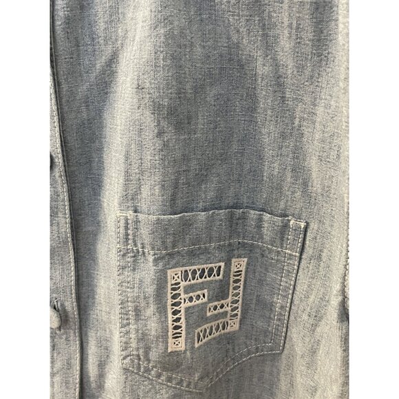 Fendi Womens Chambray Summer Shorts Made In Italy With Elastic Waist & Pocket De - Picture 5 of 13